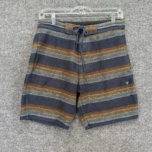 Vissla Quip Hybrid Shorts Men Small Blue Striped Casual Surf Beachwear Fleece